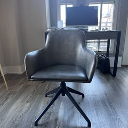 Stone Gray Faux Leather Desk Chair