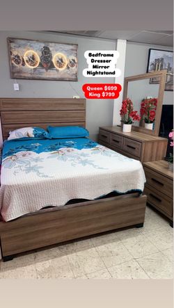 4-Piece Bedroom Set Bedframe Dresser Mirror Nightstand