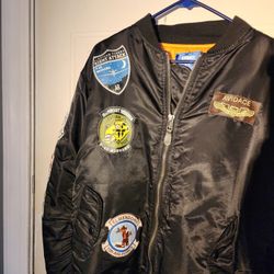Avidace Jacket Men’s Pilot Jacket Coat black Size L Black - 8 Patches