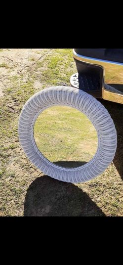 wicker mirror 24 x 24 inch