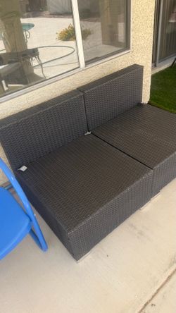 2 patio chairs wicker brown