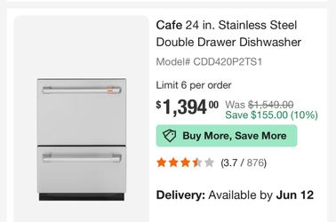 Cafe 24 in. Stainless Steel Double Drawer Dishwasher