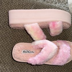 Pink Fluffy Slides 