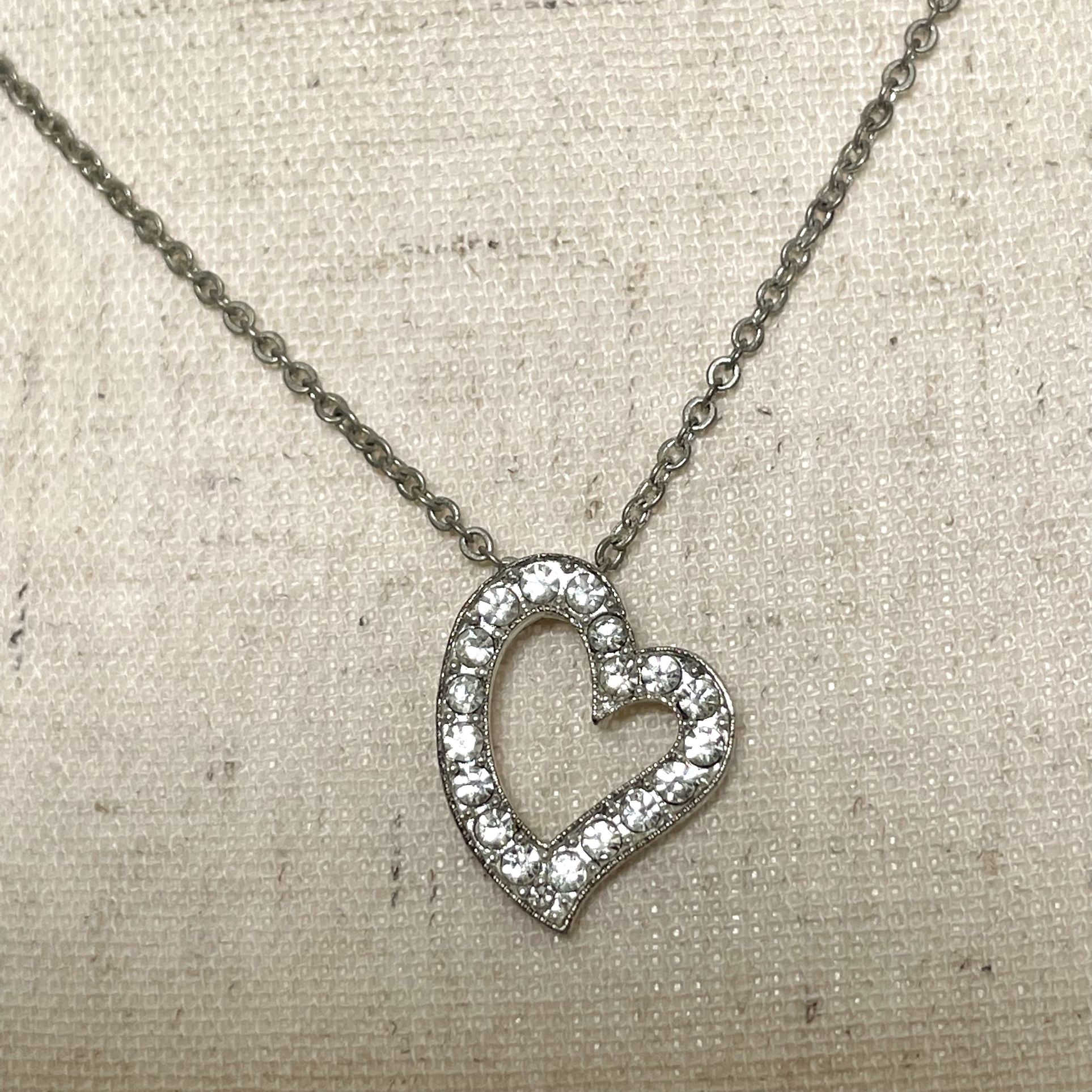 Napier Rhinestone Heart Pendant Necklace