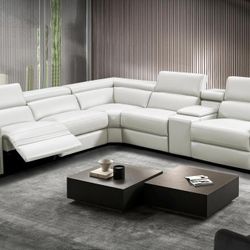 New White Leather Sectional Sofa! 