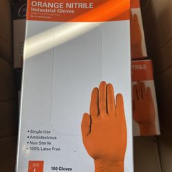 Orange Nitrile Industrial Gloves L