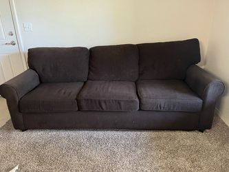 Dark Brown Fabric 3-Seat Sofa