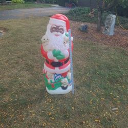 Vintage African American Santa Claus Blowmold 