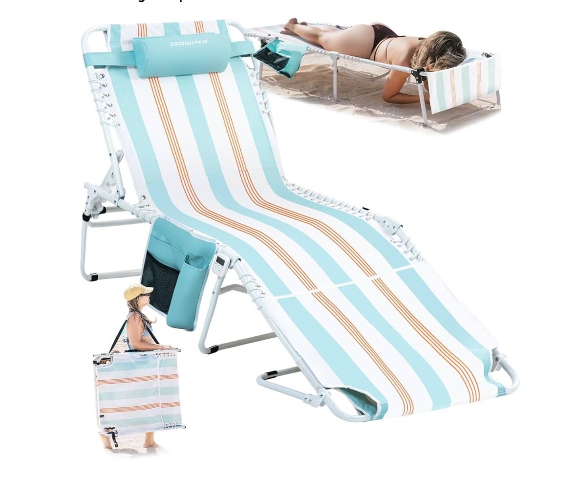 Dowinx Oversized Tanning Chair with Face Hole, Portable Chaise
