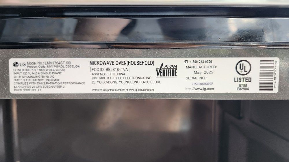 LG Microwave- Over The Range 1000w
