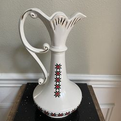 Vintage Marusia Ukrainian Folklore Small Porcelain  Pitcher/Vase 12”