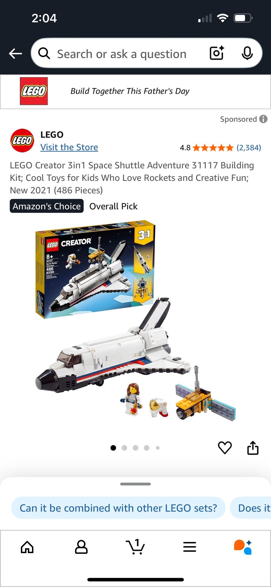 LEGO Creator 3in1 Space Shuttle Adventure 31117
