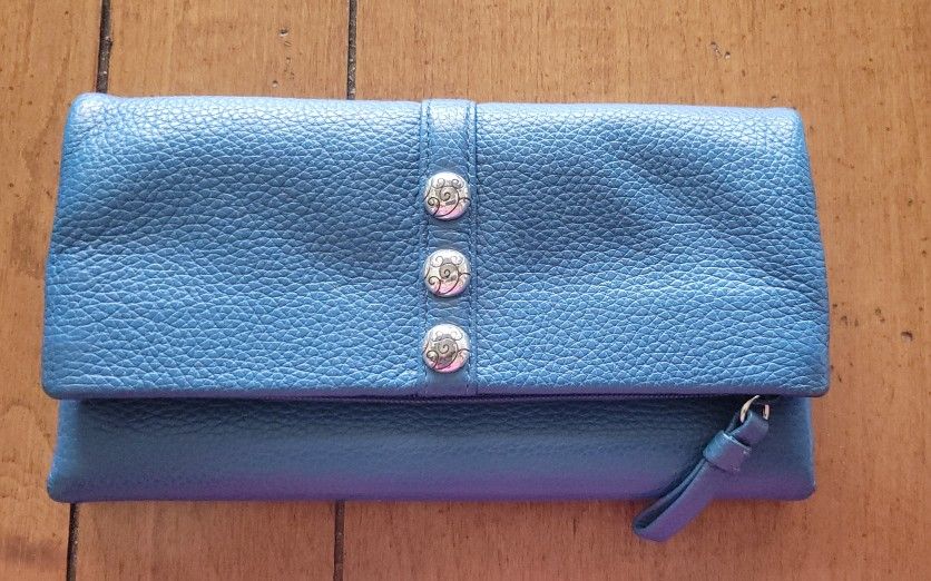Brighton Blue Leather Trifold Wallet