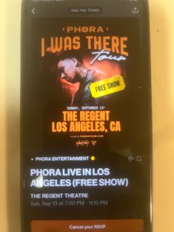 Phora Ticket 🎟️ Los Angeles Sep 13th