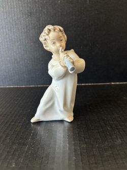 Vintage LLADRO #4540 Boy Angel With Flute Porcelain Figurine