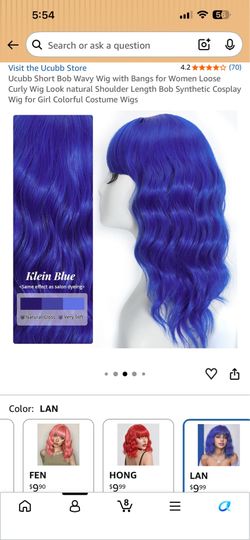 Ucubb Short Bob Wavy Wig with Bangs