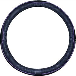 Brand New Black Steering Wheel Cover with Purple Trim