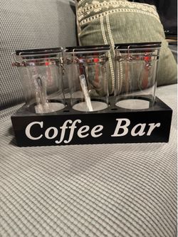 Coffee bar canister’s in holder