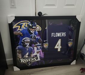 Baltimore Ravens Zay Flowers Signed Framed Jersey