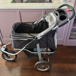 Pawhut Pet Stroller With 3 Wheels And Adjustable Canopy - Cat Dog Stroller