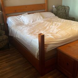 Free California King Wood Bed Frame & Mattress 