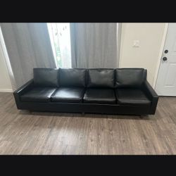 Mid Century Modern MCM Milo Baughman For Thayer Coggin Black Naugahyde Leather Sofa Couch