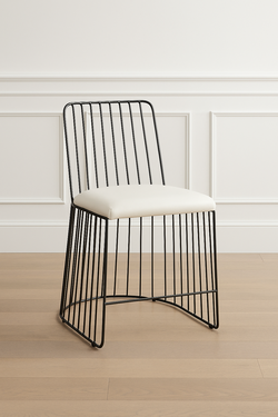 Modern Silver Wire Counter Height 25” Dining Chair with White Faux Leather Cushion – Minimalist Metal Frame Seating