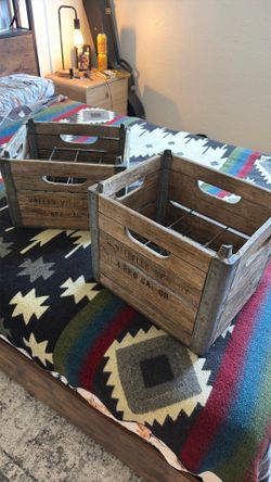 Rustic vintage milk crates