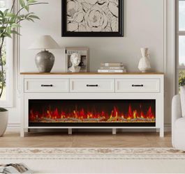 Modern Fireplace TV Stand for Up to 75 Inch TV, Entertainment Center with 60" Electric Fireplace for 65 75 Inch TV, 65" TV Stand with Storage Cabinet
