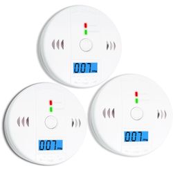 3 Pack Carbon Monoxide Detectors, Co Detector, Carbon Monoxide Alarm Detector Battery Powered With LCD Display, Carbon Monoxide Detector, UL2034 Stand
