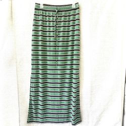WHBM Striped Green and Black Maxi Skirt Size S