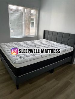 New queen bed frame with mattress