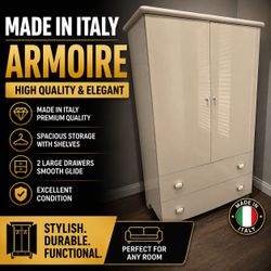 Made in Italy High-Gloss Wardrobe / Armoire – 3 Drawers