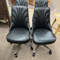 Vintage Chromecraft 68 Set of 4 Rolling Dining Chairs - Only