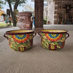 Butterfly Talavera Clay Pots, Planters,Plants, Pottery $45 cada uno.