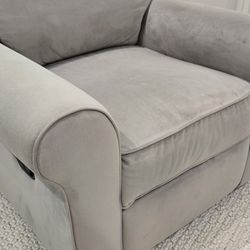 POTTERY BARN grey Rocking Chair Velvet Reclining Swivel