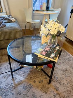 Circular Black Iron Coffee Table