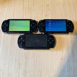 3-Sony PSP-1001 Consoles Blk 2/Turns On 1/Batteries w/OG-Charger Read Info Blw!