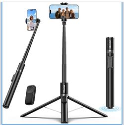 Quick Open 68" Phone Tripod for iPhone & Android with Remote Selfie Stick for iPhone/ Android, 360° Adjustable Tripod with Cold Shoe for Travel, Vlog,