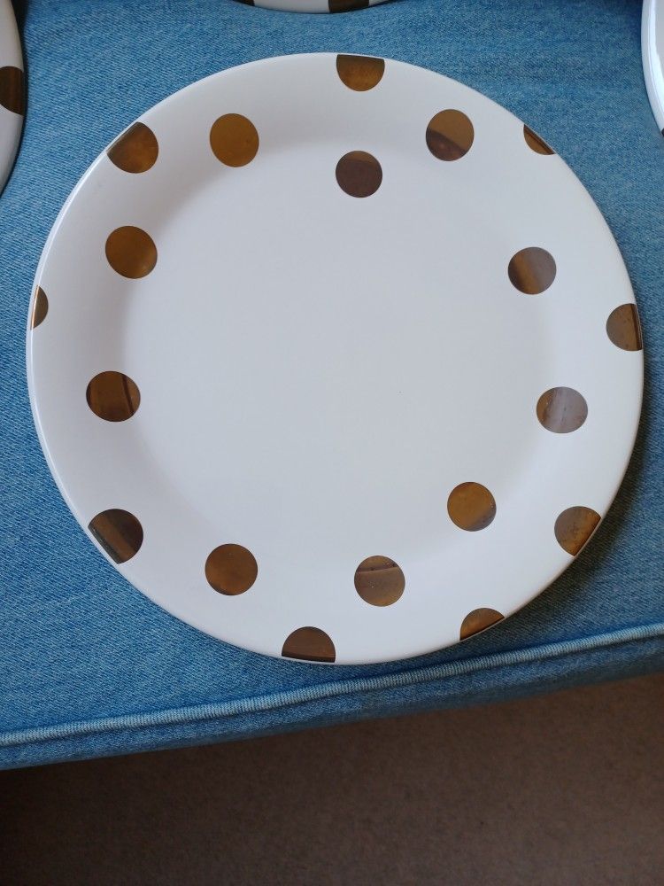 Lenox Kate Spade Deco Gold Dot Dinner Plates