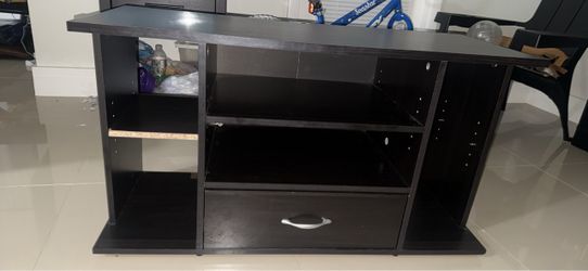 Black TV Stand with Shelves and Drawer(read description)