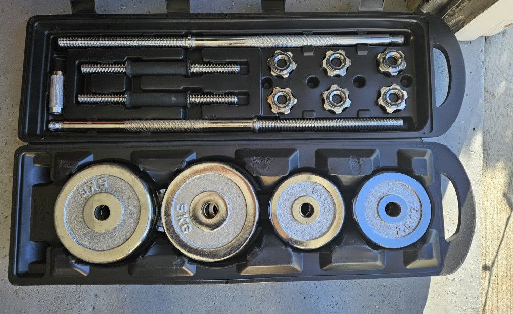 Dumbbell And Barbell Combo Set Steel