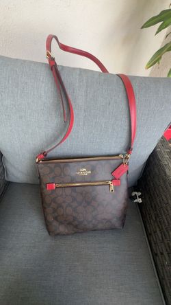 Coach Signature Crossbody Bag Brown Red