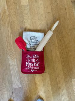 Baking Gift Set with Pot Holder, Rolling Pin, and Spatula
