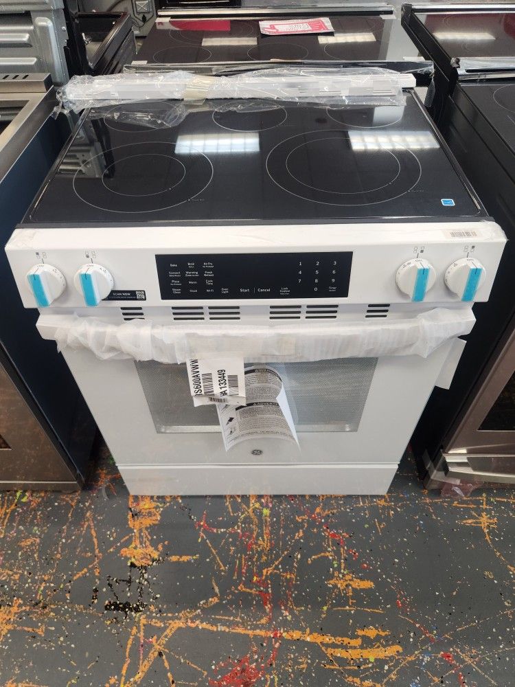 GE 30 Inch Slide In Electric Range Convection Air Fry White