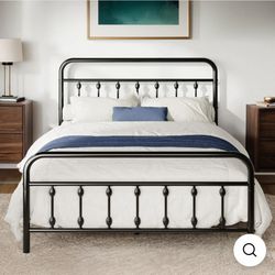Queen Metal bed frame, No Box Spring Required, Black