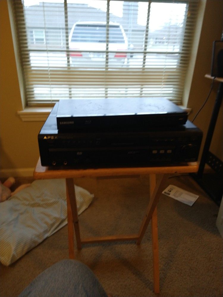 three disc karaoke and a Blu-ray player