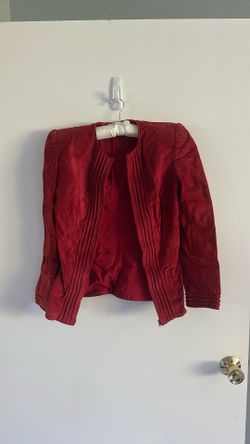 Valentino Red Suede Open-Front Jacket
