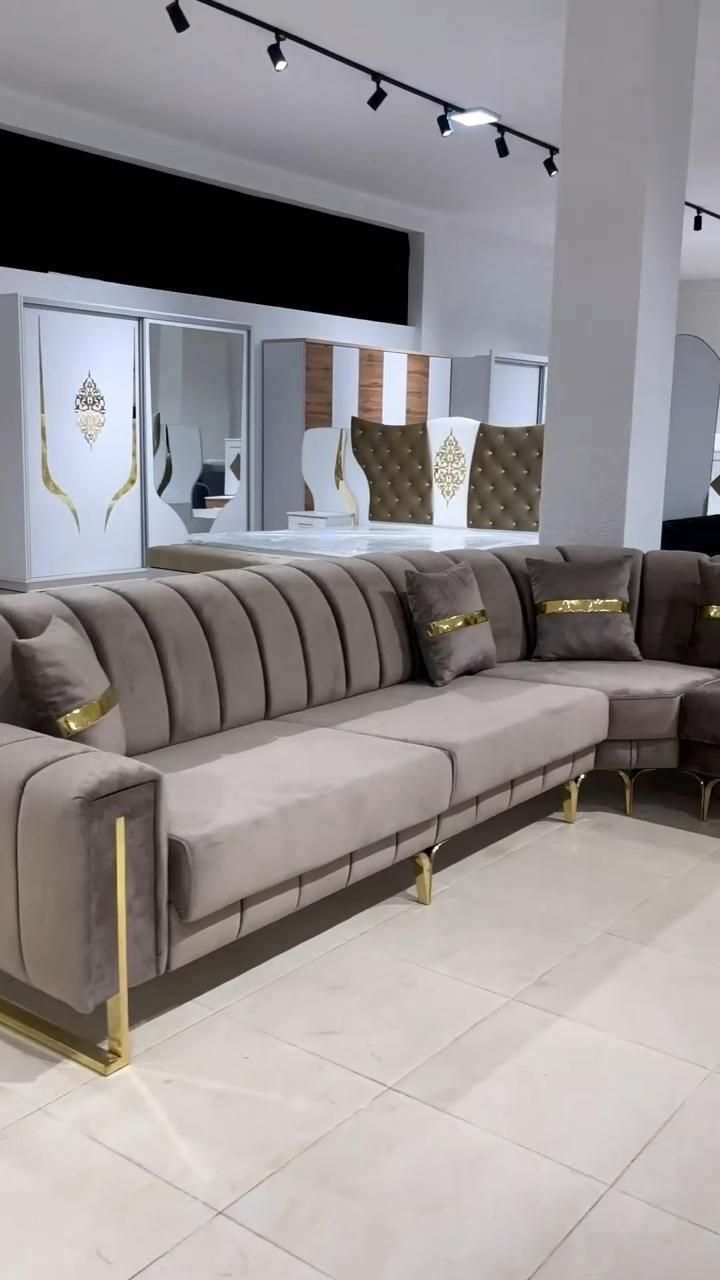 Light Grey Sectional With Long Seat