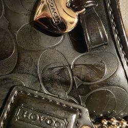 CC Coach Black Leather Wrislet Bag 8" X 5"